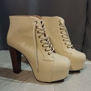 White Faux Leather Booties